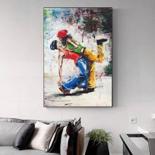 Hip Hop Lovers Abstract Canvas Painting Printed on Canvas