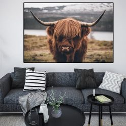 Highland Cow Wild Animals Canvas Painting Cattle Posters and Print Nordic Scandinavian Cuadros Wall Art Picture for Living Room