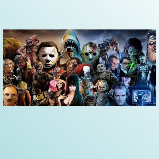 Scary Horror Movie Characters Poster Artwork Printed on Canvas - Image 3