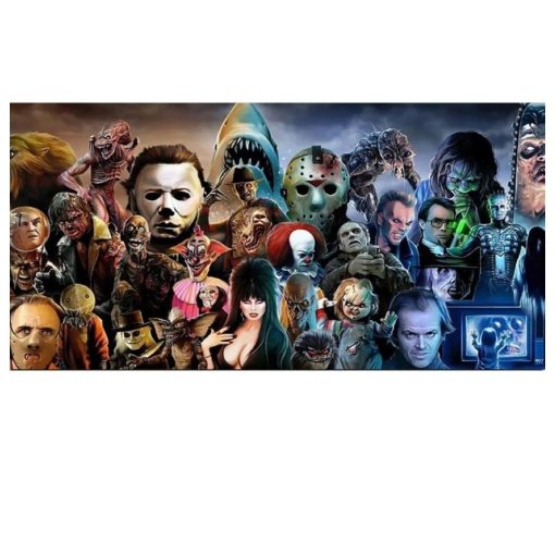 Scary Horror Movie Characters Poster Artwork Printed on Canvas - Image 2