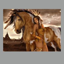 Native Indian Girl With Horse 2