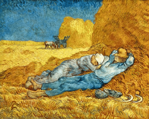 Noon rest from work after Millet 1890