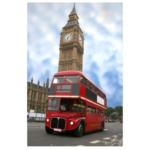 Red Telephone Box and Red Double-Decker Bus in London Printed on Canvas - Image 2