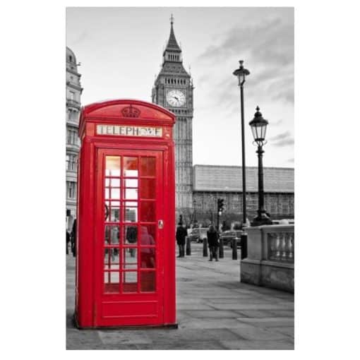 Red Telephone Box and Red Double-Decker Bus in London Printed on Canvas - Image 5