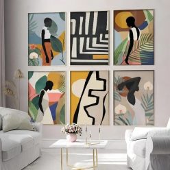 African Women in Shades of Foliage Abstract Art