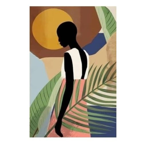 African Women in Shades of Foliage Abstract Art Painting Printed on canvas - Image 2