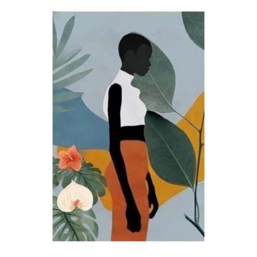 African Women in Shades of Foliage Abstract Art Painting Printed on canvas - Image 3