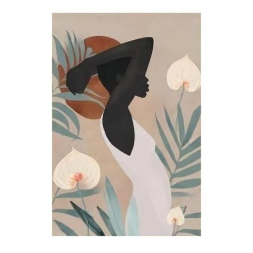 African Women in Shades of Foliage Abstract Art Painting Printed on canvas - Image 5