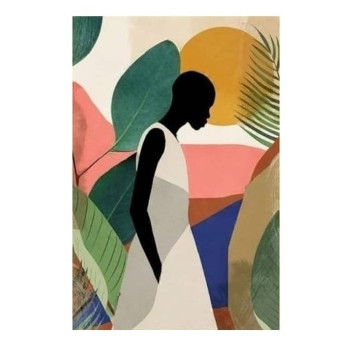 African Women in Shades of Foliage Abstract Art Painting Printed on canvas - Image 6