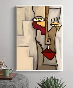 Figures Abstract Poster Blending In Face Wall Art Painting Printed on Canvas