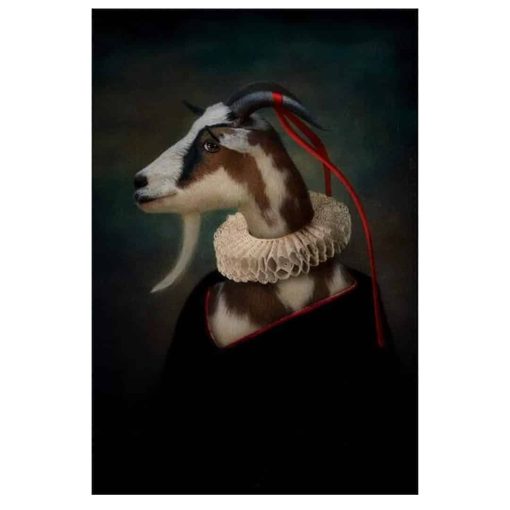 Goat Figures In a Suit Classical Paintings Printed on Canvas - Image 4