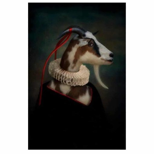 Goat Figures In a Suit Classical Paintings Printed on Canvas - Image 6