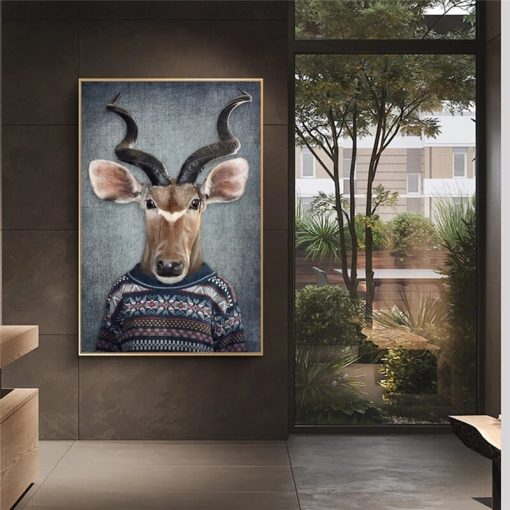 Nordic Vintage Art Animals in Human Clothes Canvas Paintings On the Wall Art Posters And Prints Tiger In Suit Canvas Pictures