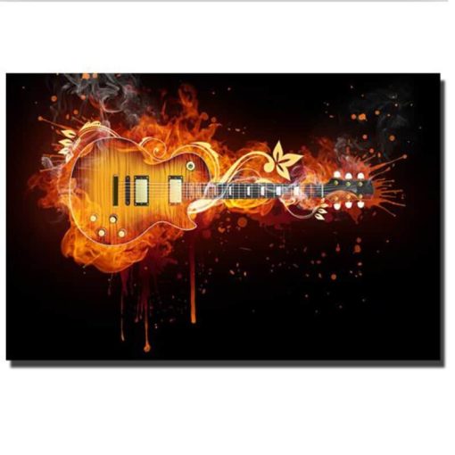 Modern Art Electric Guitar Abstract Oil Painting Printed on Canvas