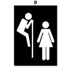 Modern Wall Art of Funny Boy and Girl WC Sign Printed on Canvas