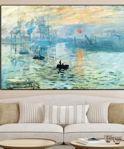 Classicial Oil Painting Impression Sunrise by Claude Monet Printed on Canvas