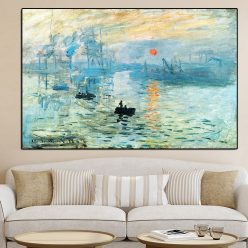 Classicial Oil Painting Impression Sunrise by Claude Monet Printed on Canvas