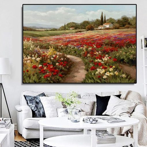 Claude Monet Poplars Poppy Fields Landscape on Canvas Oil Painting Posters and Prints Cuadros Wall Art Picture for Home Decor