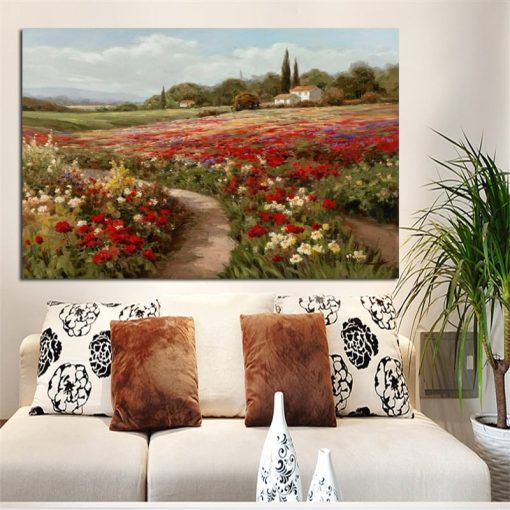 Claude Monet Poplars Poppy Fields Landscape on Canvas Oil Painting Posters and Prints Cuadros Wall Art Picture for Home Decor