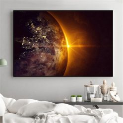 Galaxy Stars Astronaut Planet Hole Space Canvas Painting Universe Earth Meteorite Posters and Prints Wall Picture for Home Decor