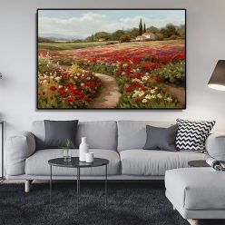 Claude Monet Poplars Poppy Fields Landscape on Canvas Oil Painting Posters and Prints Cuadros Wall Art Picture for Home Decor