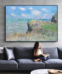 Impression Claude Monet Clifftop Walk at Pourville Cuadros Oil Painting on Canvas Poster Prints on Wall Picture for home decor