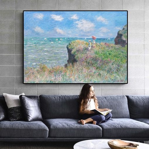 Impression Claude Monet Clifftop Walk at Pourville Cuadros Oil Painting on Canvas Poster Prints on Wall Picture for home decor