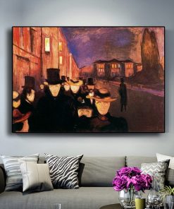 Edvard Munch Carl John Street At Night Abstract Oil Painting on Canvas Posters and Prints Wall Art Picture for Living Room decor