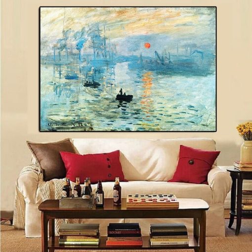 Classicial Claude Monet Impression Sunrise Famous Landscape Cuadros Oil Painting on Canvas Art Poster Print Wall Picture Decor