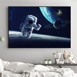 Galaxy Stars Astronaut Planet Hole Space Canvas Painting Universe Earth Meteorite Posters and Prints Wall Picture for Home Decor