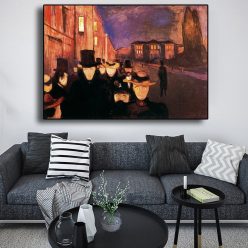 Edvard Munch Carl John Street At Night Abstract Oil Painting on Canvas Posters and Prints Wall Art Picture for Living Room decor