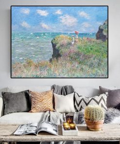 Impression Claude Monet Clifftop Walk at Pourville Cuadros Oil Painting on Canvas Poster Prints on Wall Picture for home decor