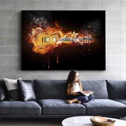 Modern Art Electric Guitar Abstract Oil Painting Printed on Canvas