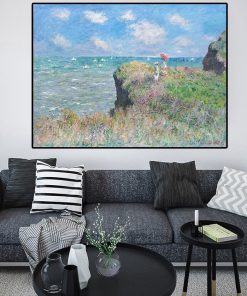 Impression Claude Monet Clifftop Walk at Pourville Cuadros Oil Painting on Canvas Poster Prints on Wall Picture for home decor