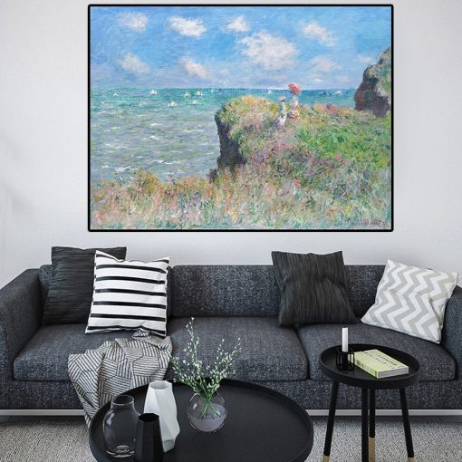 Impression Claude Monet Clifftop Walk at Pourville Cuadros Oil Painting on Canvas Poster Prints on Wall Picture for home decor