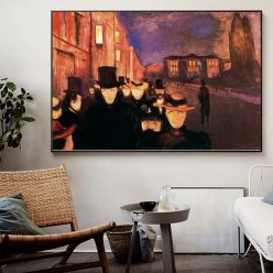 Edvard Munch Carl John Street At Night Abstract Oil Painting on Canvas Posters and Prints Wall Art Picture for Living Room decor