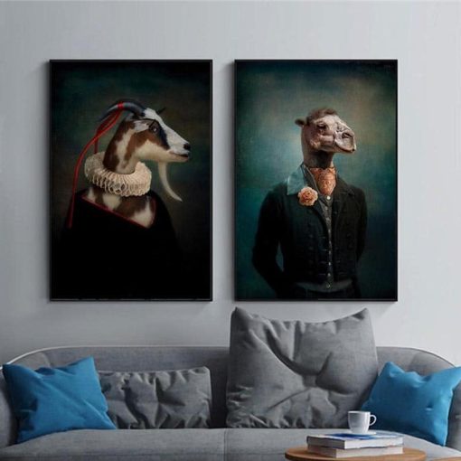 Earl of the Goat Classical Canvas Paintings On the Wall Art Posters And Prints Mr. Goat In a Suit Canvas Picture Home Wall Decor