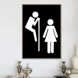 Modern Wall Art of Funny Boy and Girl WC Sign Printed on Canvas