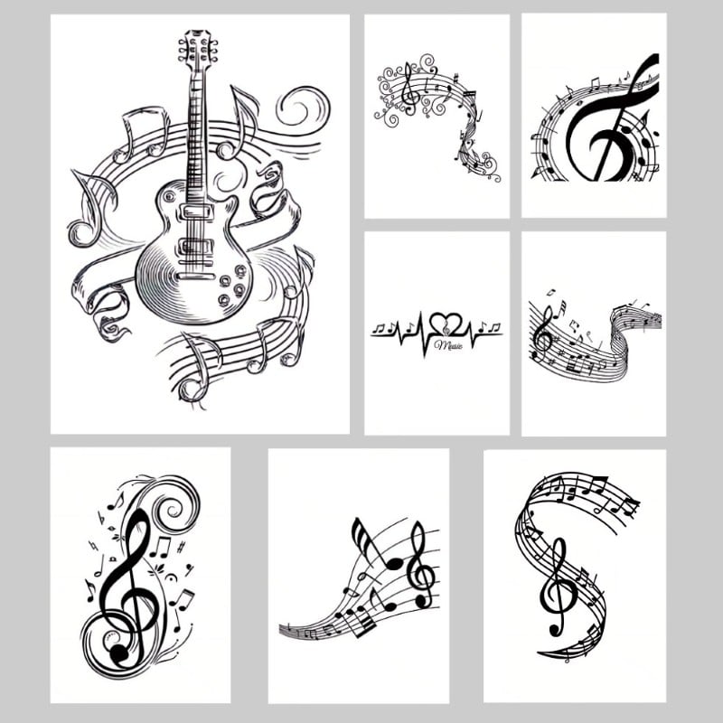 Music Symbol Treble and Bass Art Printed on Canvas
