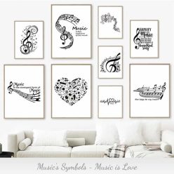 Music Symbol Treble and Bass Art Printed on Canvas