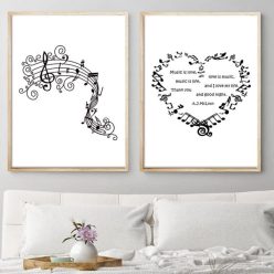 Musics Symbols Music is Love Printed on Canvas