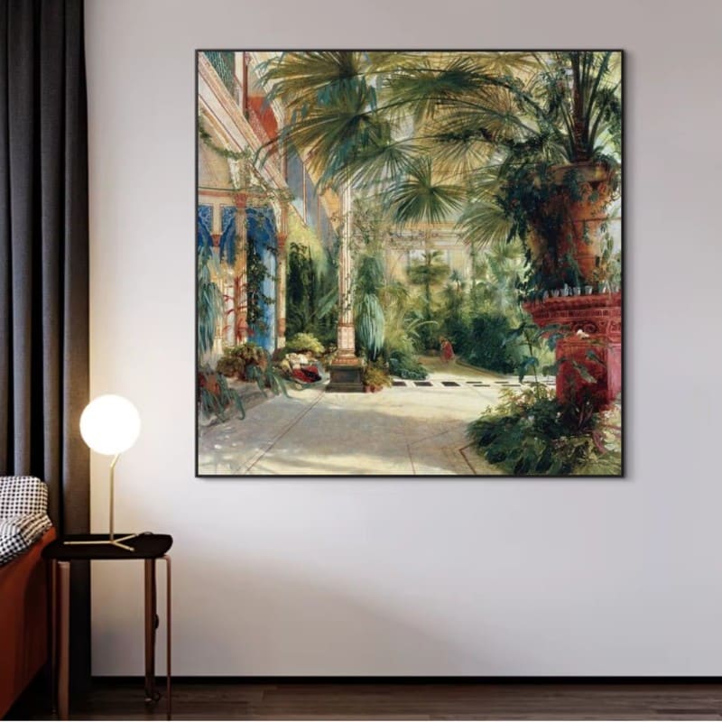 The Interior of The Palm House by Carl Blechen Printed on Canvas