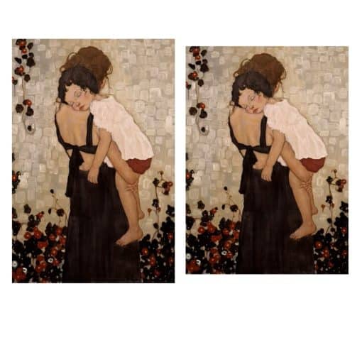 Mother and Child painting by Xi Pan Fine Art Printed on Canvas - Image 4