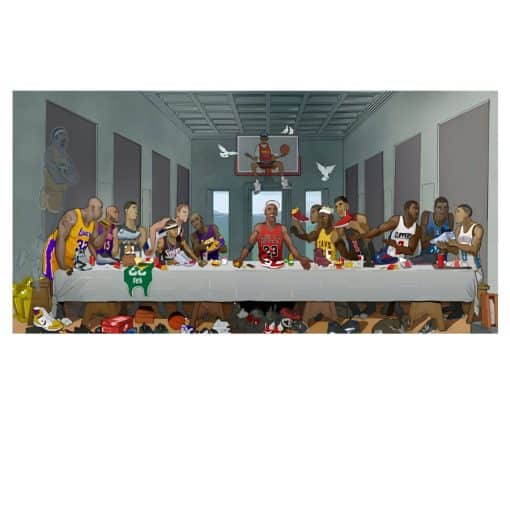 Basketball Players Last Supper Painting Printed on Canvas - Image 4