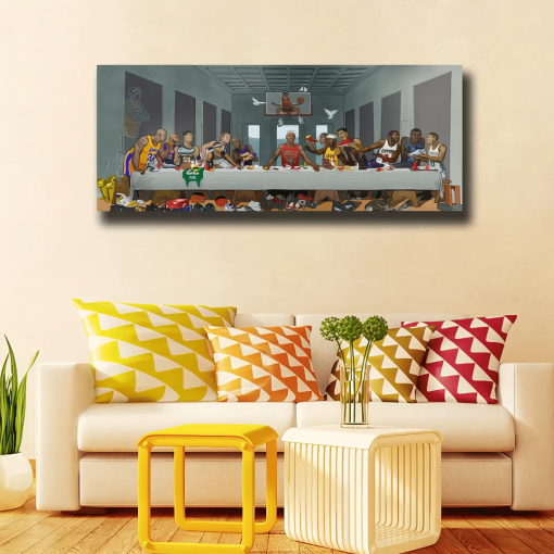 Basketball Players Last Supper Painting Printed on Canvas - Image 3