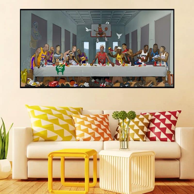Basketball Players Last Supper Painting Printed on Canvas