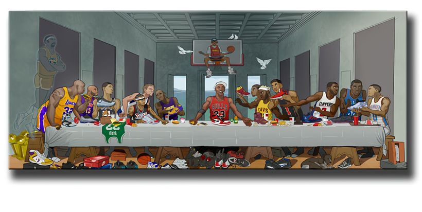 Basketball Players Last Supper Painting Printed on Canvas