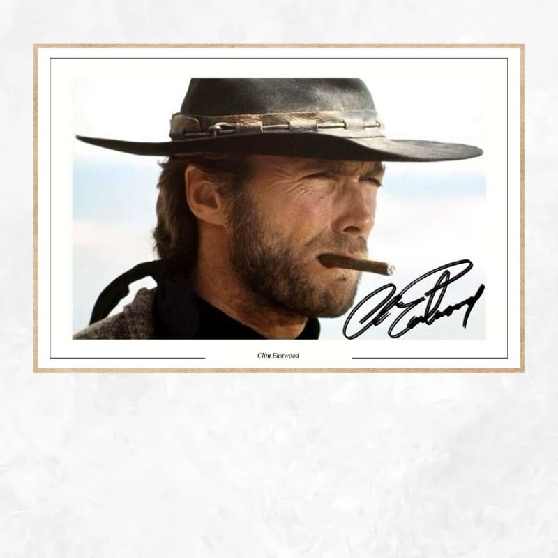 Signed Photo with Clint Eastwood Printed on Canvas