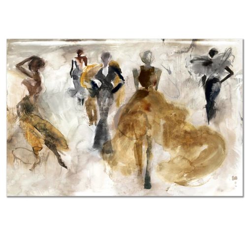 Abstract Oil Painting with Dancing People Printed on Canvas - Image 2