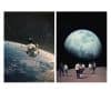 Earth Space Moon Fun Surrealism Paintings Printed on Canvas